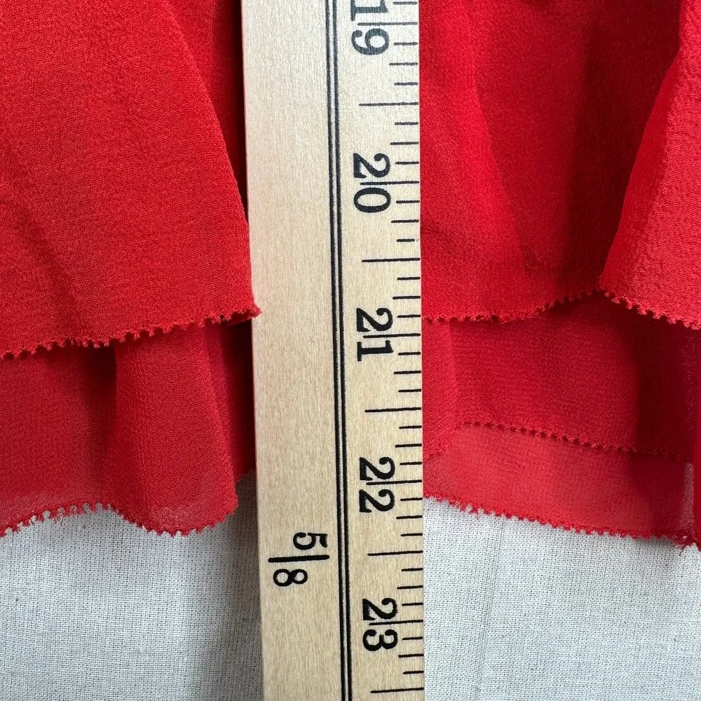 Tory Burch Silk Blend Frayed Hem Sleeveless‎ Top size 2 Red